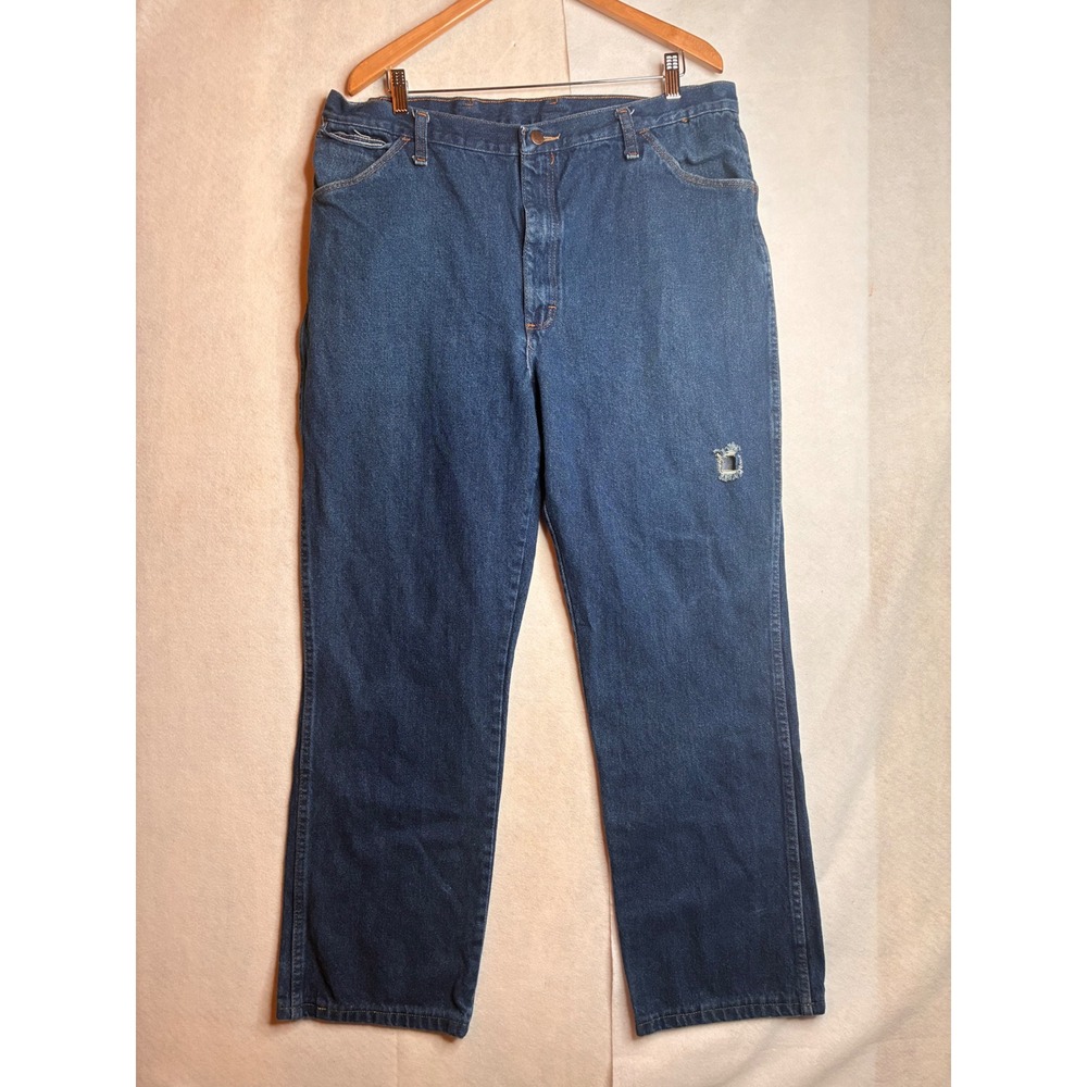 Red Kap Mens‎ Dark Wash Denim Work Jeans Straight Leg Blue 39x30 Distressed
